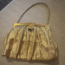 Whiting & Davis Gold Mesh Evening Bag Vintage Chain Handle Formal