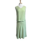 Vintage Tommy Bahama 100% Silk Lime Green Tank Top and Skirt Outfit Set Small