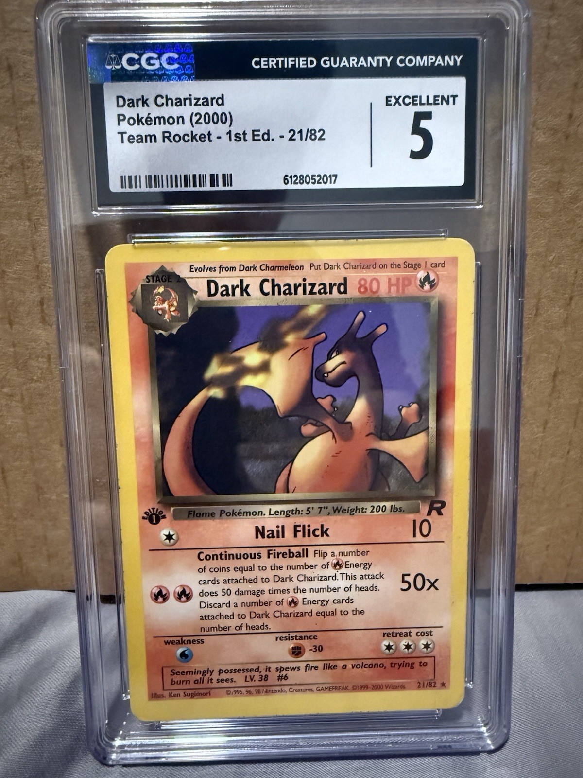 CGC 5  Excellent ~ First Edition Dark Charizard 2000 Team Rocket 21/82
