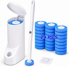 Disposable Toilet Brush and Holder Set with 24 Refills,Toilet Cleaning Wand  Wa