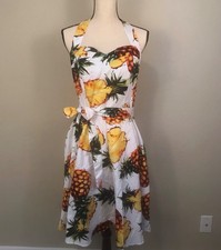 Topdress Women's Polka Audrey Pineapple Halter Retro Cocktail Dress Size XL