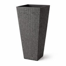 Black Tall Rattan Style Planter