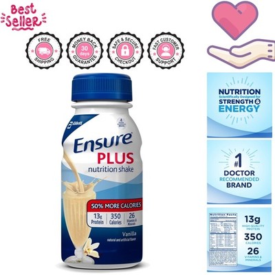 Ensure Plus Vanilla Liquid Nutrition Shake   27 Vitamins, 350 Calories, 6 Pack