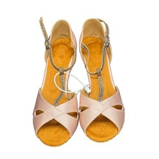 Dance and Sway Pink Satin Ballroom Latin Heels 6.5 2.3 Cuban Heel NWT
