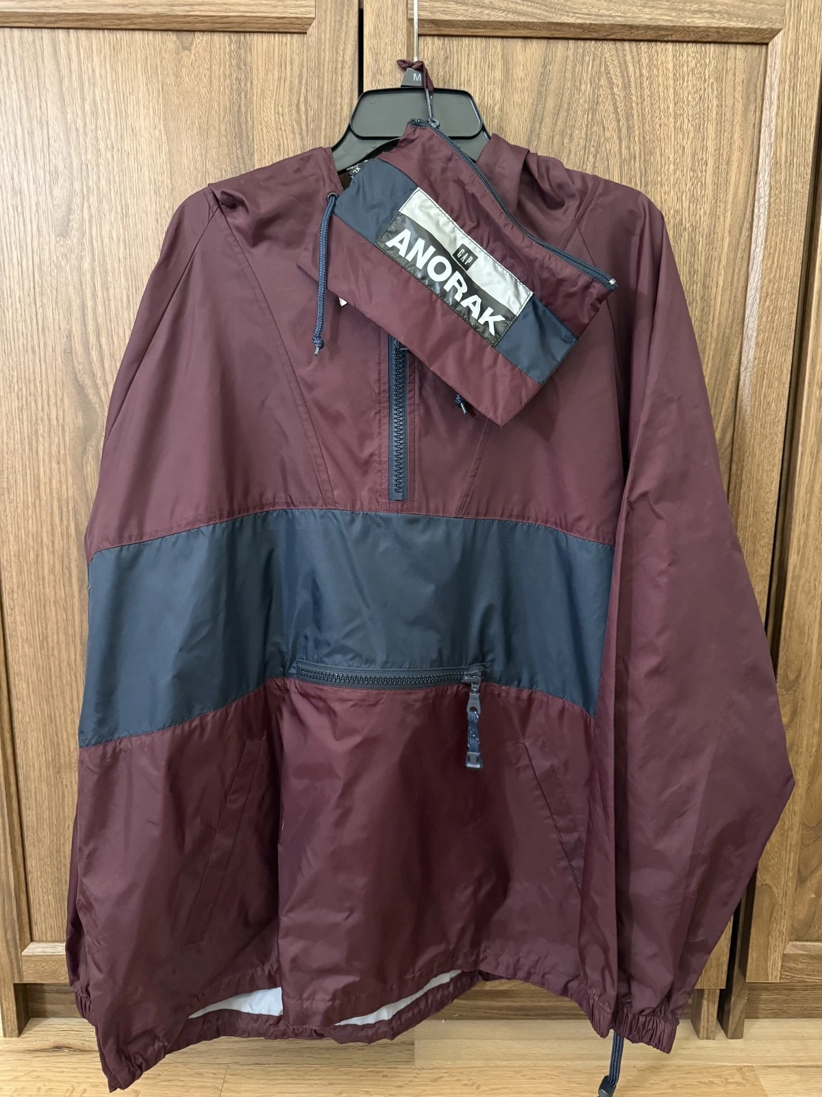 90s Gap Anorak Windbreaker Jacket Size L Burgundy Navy Pullover NWT Gorpcore