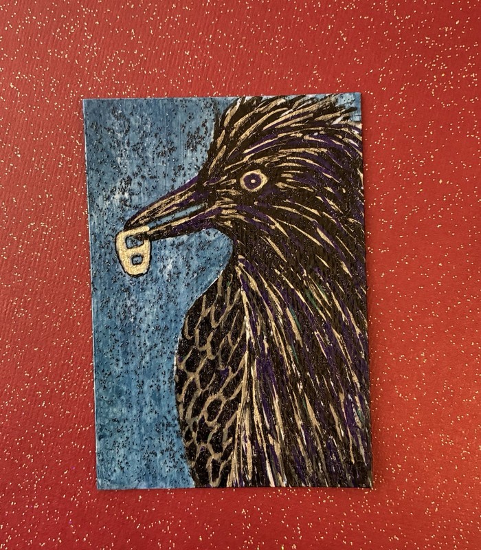 ACEO Original Acrylic Painting 2.5 x 3.5”. ~ I Like Shiny Things 5