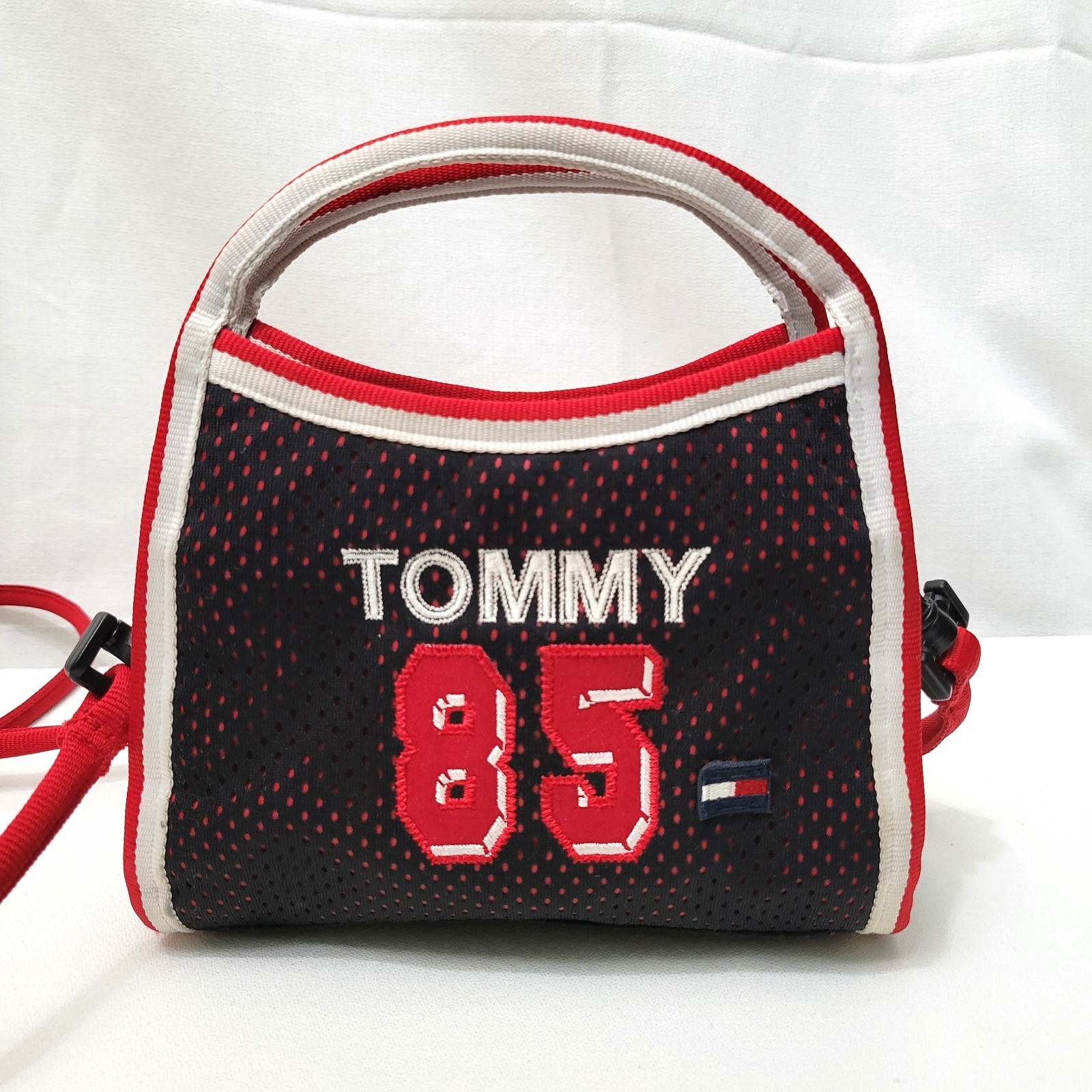 Vintage Tommy Hilfiger 85 Mesh Mini Tote Bag - Y2K 90s Red Logo Jersey