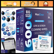 Pre-Moistened Lens Wipes - 600 Individually Wrapped Glasses Screen Cleaner