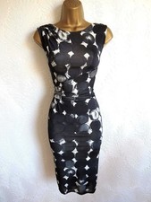 Phase Eight Womens Black Grey White Fitted Dress UK 12 Occasion Work EU 40 US 8