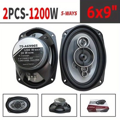 6'' X 9'' 5-way Car Audio Stereo Speakers: 1200W Max Watts Coaxial Pair 6x9-in NEW