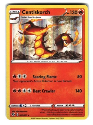 Centiskorch 010/073 Holo Rare Champion's Path Pokemon Card 