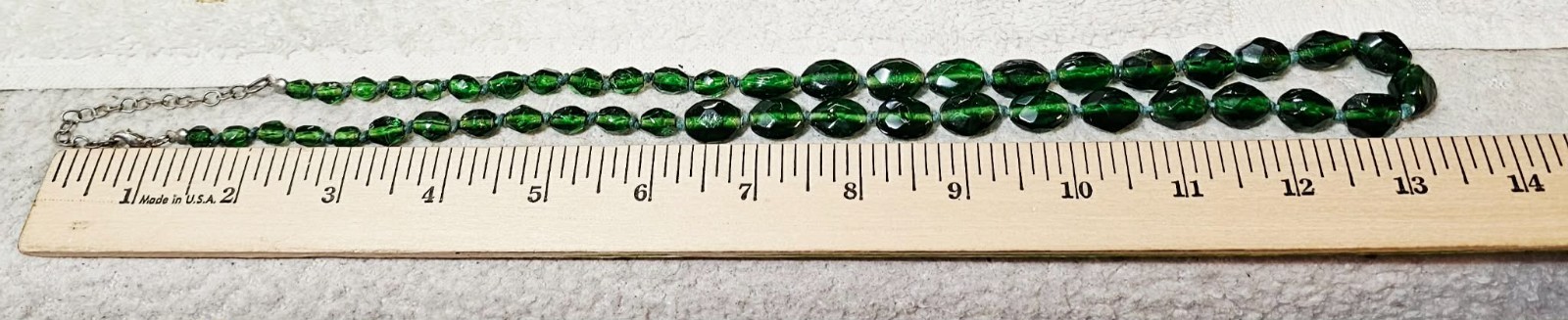 Graduated Slit Graduated Green Cut Glass Beads Beaded Knotted Necklace 27in- S350 | eBay