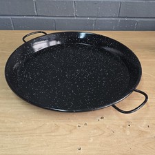 18" 46cm Enamel Paella Pan | Paella Pan Skillet for Paella and Rice Large black