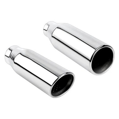 Exhaust Tip Hi-Polished Series Stainless Steel SUV Style Round Resonated Angle