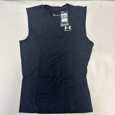 Men  s Under Armour Compression HeatGear Sleeveless Black Tank T-Shirt Sz L NWT
