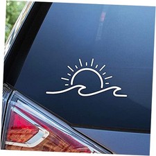Sun  Wave Vinyl Decal Sticker Premium Quality Vinyl White for Car Bumper