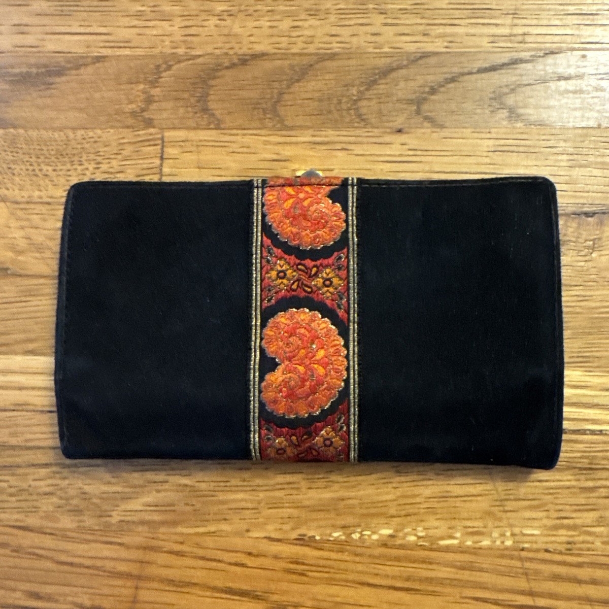 良品‼️LOEWE ♠︎ Vintage ♠︎ suède Wallet Vintage Loewe Black Suede Embroidered Bifold Wallet | eBay