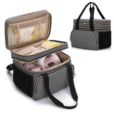 Gray Double Layer Breast Pump Bag Compatible With Spectra S1 S2 Travel