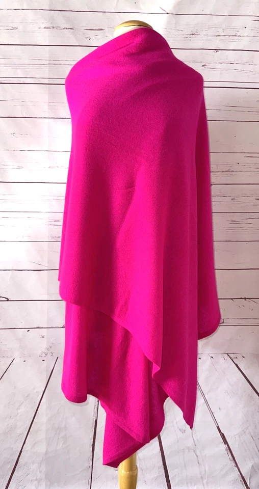 Bufanda envolvente de viaje de gran tamaño 100 % cachemir Charter Club rosa feroz nueva con etiquetas defecto H94 Foto 2 de 4