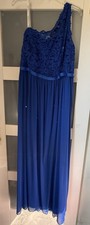 Davids Bridal Maxi One Shoulder Lace BridesMaid Dress 22 Horizon Blue