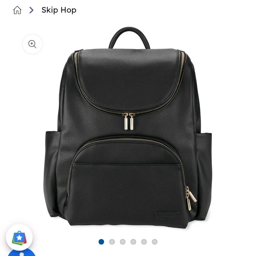 Skip Hop Evermore 6-in-1 Large Black Faux Leather Backpack D