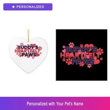Custom Poodle Paw Print Set of 2 Ornament Personalized Pet Name Dog Easter Gift