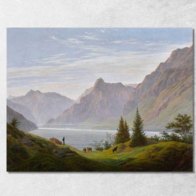 Landschaft Mit Gebirgsee Morgen Landscape With Mountain Lake Morning Caspar Davi