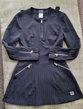 Versace ribbed black tunic zip-up-front  & zipped pockets Size 30/44