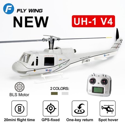 FlyWing UH-1 V4 10CH GPS 3D Auto Return Schwebeflug RC RTF Hubschrauber EU White