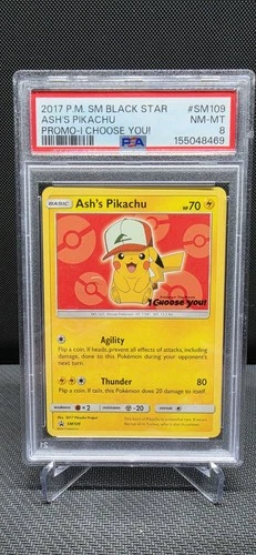 2017 Pokemon SM Black Star Promo I Choose You! #SM109 Ash's Pikachu PSA 8 NM-MT