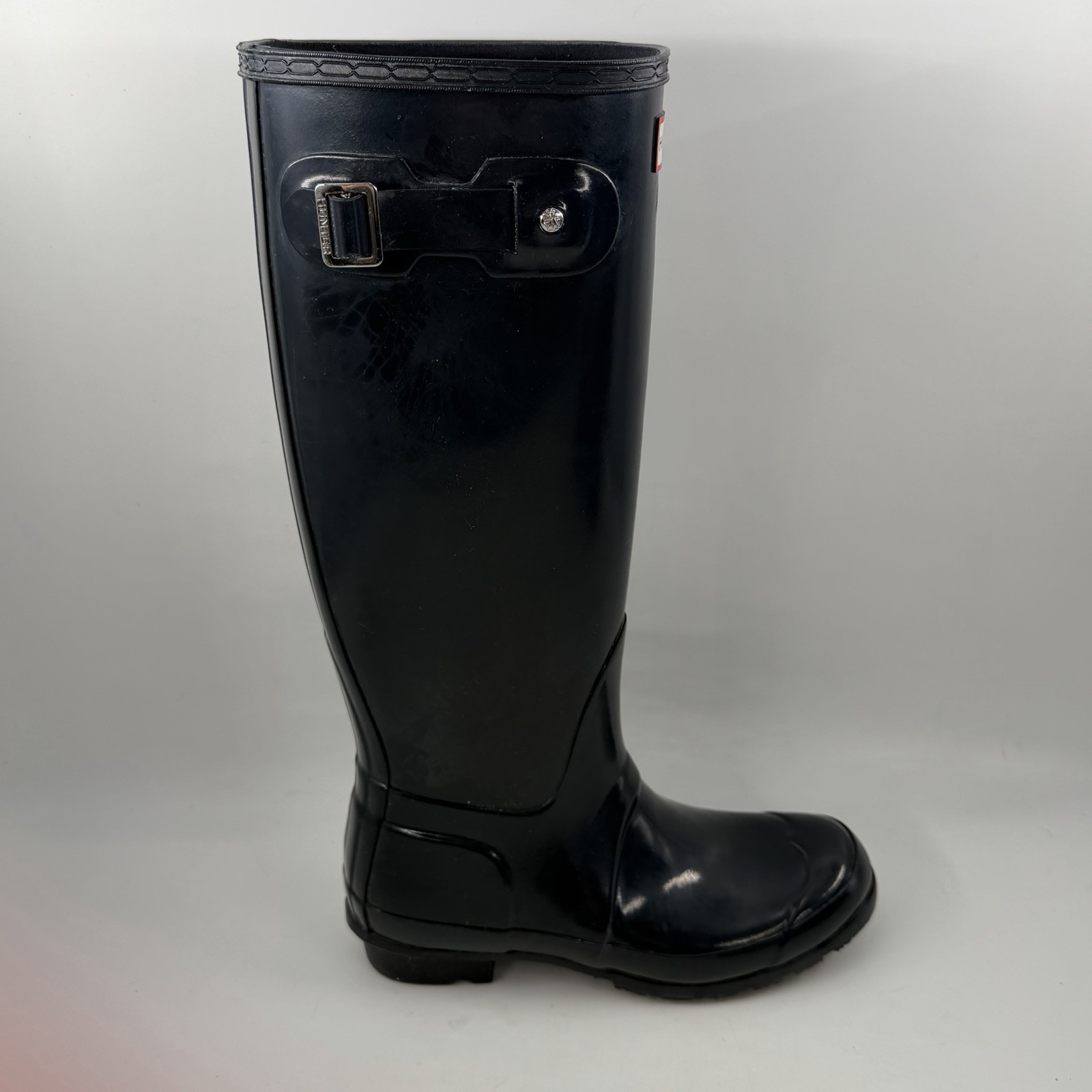 Hunter Women’s Original Tall Gloss Rain Boots-SZ 6-Blue Natural Rubber “Wellies”