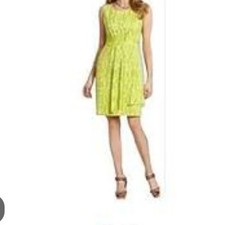 ANTONIO MELANI Women Lime Patterned Mini  Dress Size 8