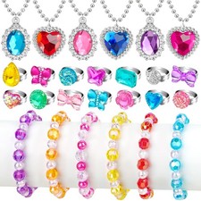 Princess Dress Up Kids Jewelry for Girls 4-6 Bracelets Necklaces Rings Set To...