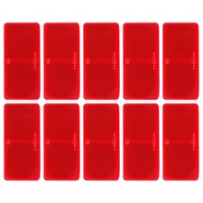 10 Pack Red Self Adhesive Rectangle Reflectors E9 Approval Road Safety Stick-...