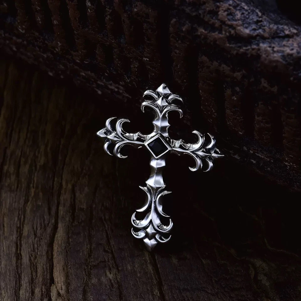 Королевский готический крест подвеска, S925 из чистого серебра, мужской темный элегантный амулет - Изображение 2 из 4