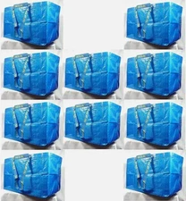 10x IKEA LARGE BLUE BAG Shopping Grocery Laundry Storage Tote Bags Strong FRAKTA