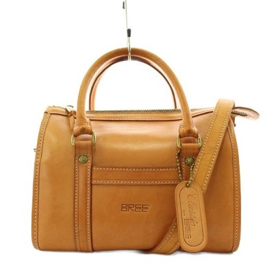 BREE Leather Boston Shoulder Bag Brown