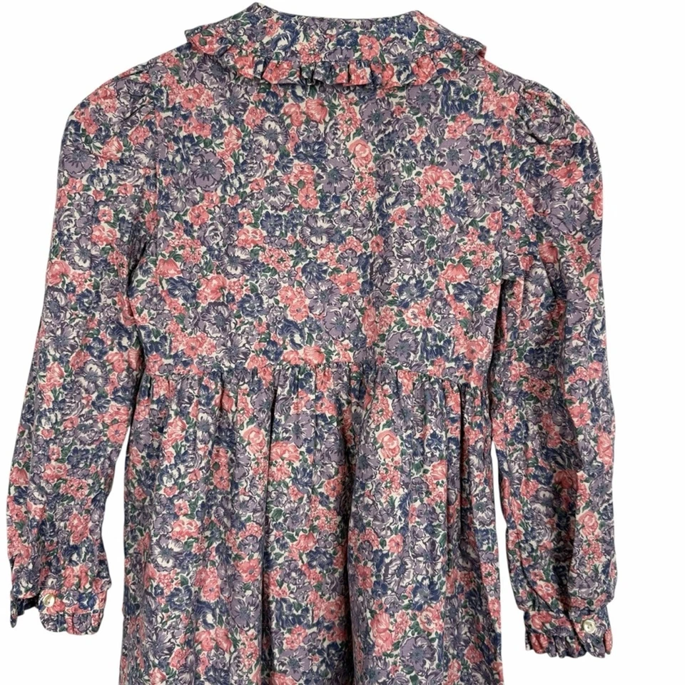 Vestido de Colección Años 80 Niña LAURA ASHLEY Cottagecore Púrpura Floral 9/10 100% Algodón Foto 4 de 4