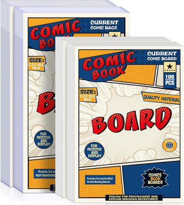 Leffis 200 Count Current Comic Bags and Boards, Clear Acid-Free and Reusable Com
