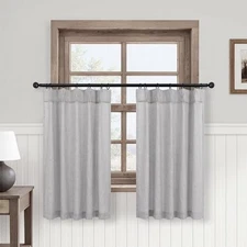 Light Pinch Pleated Cafe Curtains 24 Inches Long 2 30"W x 24"L (Pack of 2) Grey