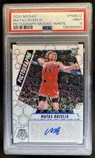 2024-25 Panini Mosaic Matas Buzelis Mosaic Pictographs RC White Auto #/25 PSA 9