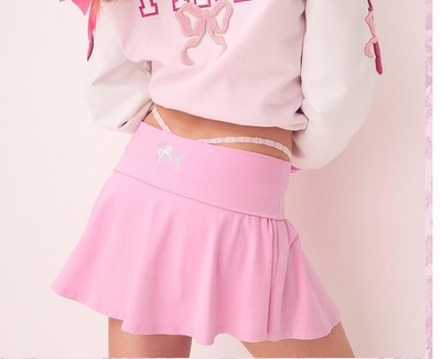 Victoria's Secret Pink X LoveShack Fancy Fold over Flirty Skirt Skort S NEW