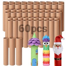 60 PCS Brown Cardboard Tubes Crafts 11.85 Inch Bulk Paper Rolls Kids DIY