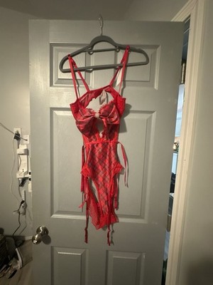 Victoria's Secret Very Sexy Plaid Teddy with Rhinestone Bow
