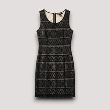 Forever 21 Bodycon Dress Women S Black Cream Geometric Body-Con Cocktail Party