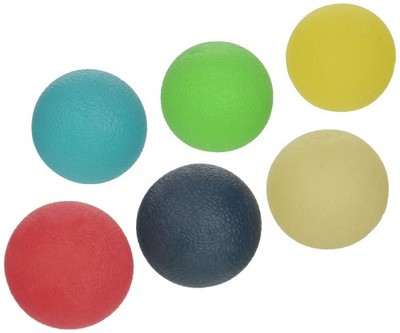 CanDo 10-1496 Gel Squeeze Ball Set: 6 Tan-Black Circular Hand Exerciser