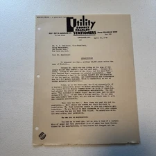 Utility Supply Company Stationers Chicago Illinois 1944 WW2 Era Sales Letter
