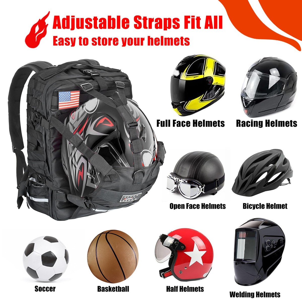 basketball motorcycle helmet Goldfire Helmet Backpack for Motorcycle Riding Cycling Waterproof Large  Capac