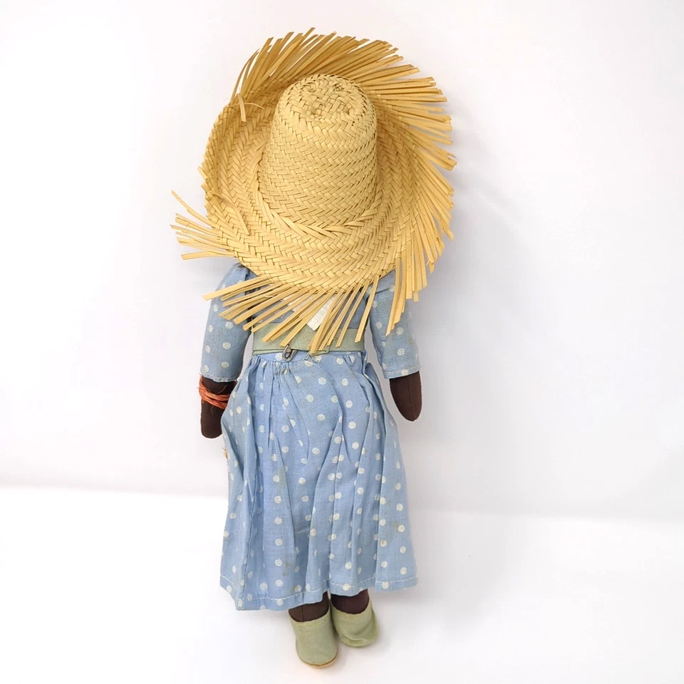 Vtg Puerto Rico Caribbean Souvenir Rag Doll w/ Paper Mache Face Straw Hat: AS IS - Image 2 of 4