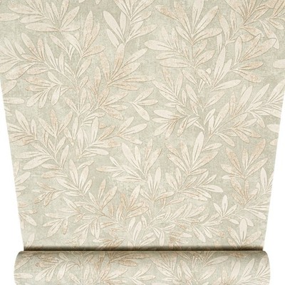 Salbei Weide Weg Tapete Gold Metallic Blatt Schimmer Struktur Feature Wand